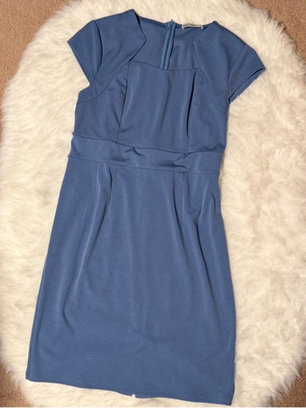 Grace Karin Short-Sleeve Midi Dress in Dusty Blue